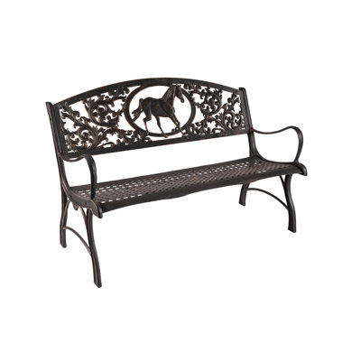 Dolores Horse Cast Iron Park Bench by Astoria Grand