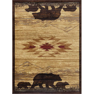 Tapis multicolore 7 pi. 10 po X 10 pi 3 po, style chalet rustique, durable, sans perte de poils