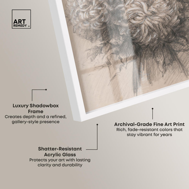 «Ghost Flowers Shadowbox Print» par Art Remedy, H 16 po x l 11 po, Blanc