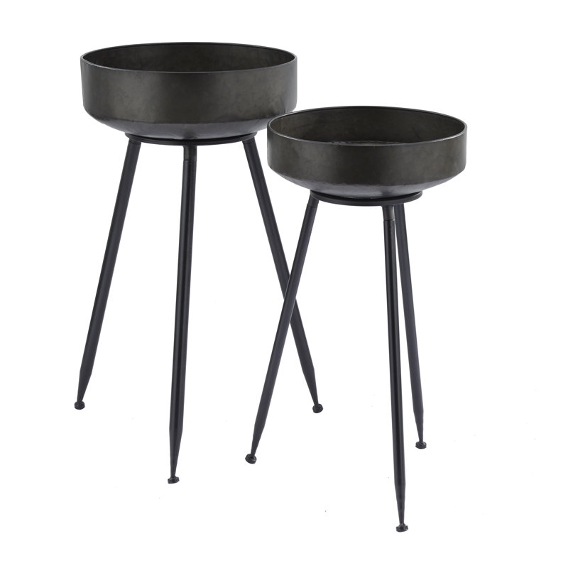 Ensemble de pots à fleurs en fer 2 pièces Brianie