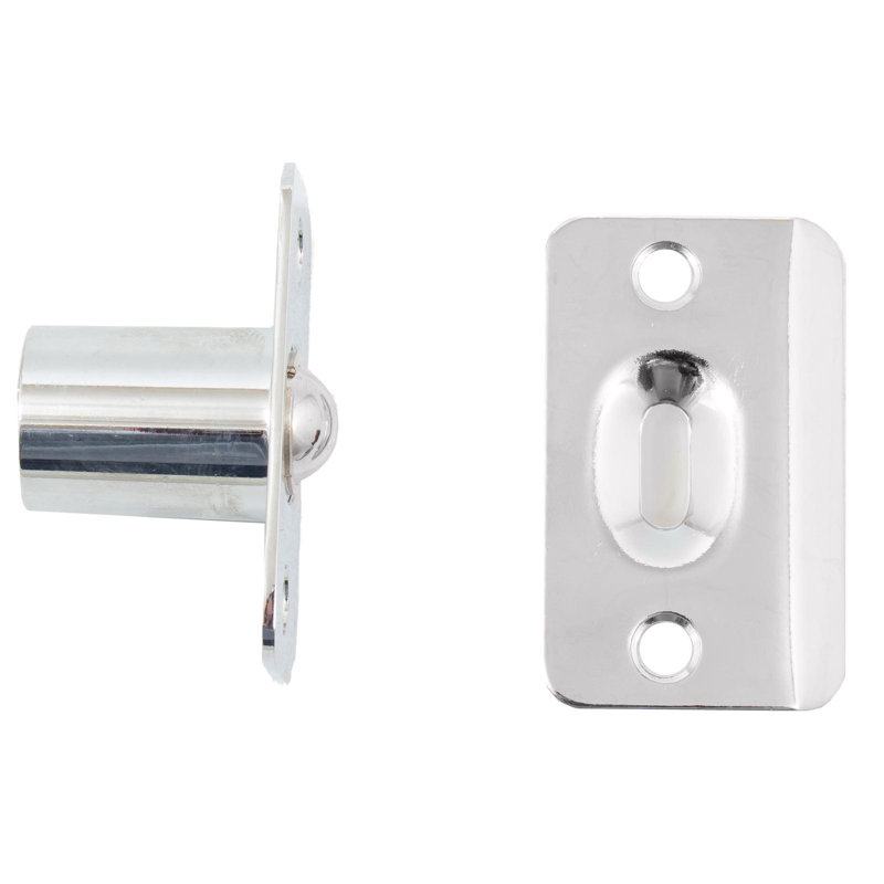 Round Corner Single Adjust Ball Catch, By Stone Harbor Hardware, Polished Chrome