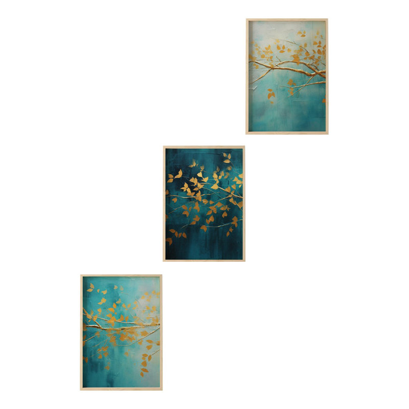 Élégante peinture décorative en panneau de fibres à densité moyenne (3 pièces), 19,7 po x 27,6 po chacune | 100% panneau de fibres à densité moyenne avec une épaisseur de 0,1 pouce, structure en bois massif (épaisseur: 1,0 pouce) | Parfait pour le salon, la chambre à coucher et le bureau