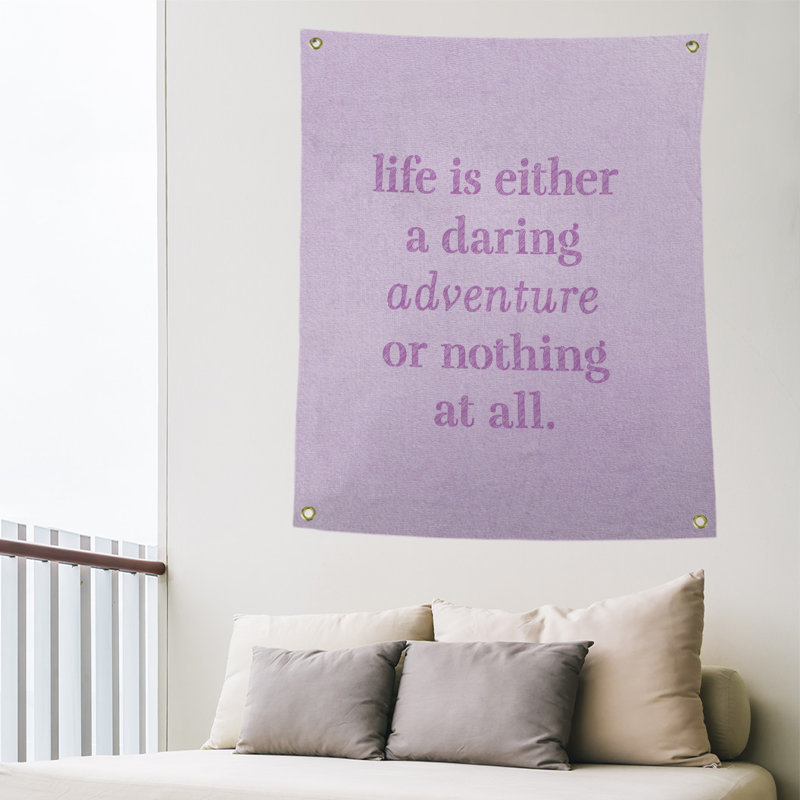Tapisserie en polyester "life quote" adventure, H 80 po x l 59 po, Violet