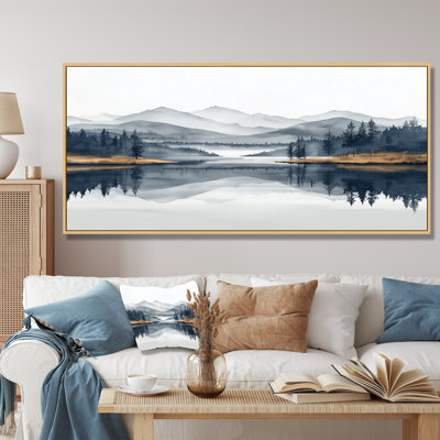 La vallée de la tranquillité des montagnes au bord du lac II - montagnes lacustres, art mural