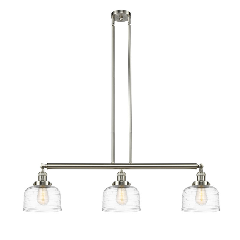 Bell - Luminaire suspendu pour îlot de cuisine 3 lumières 41 ", Tourbillon déco transparent, Laiton antique noir, DEL