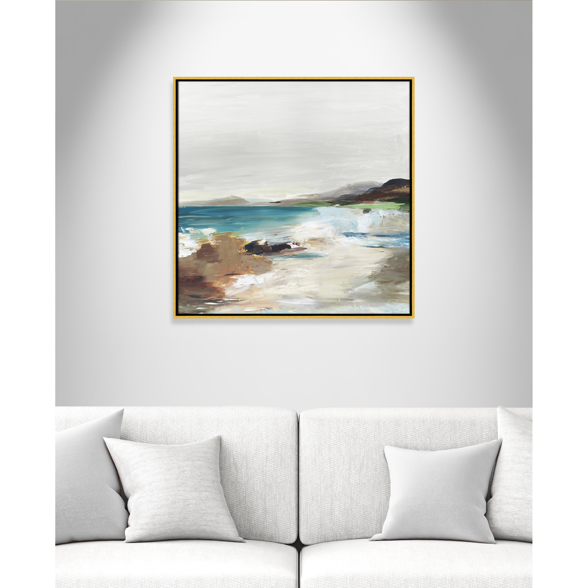 Calm Lake II by Allison Pearce - Floater Frame Print on Canvas, Gold Framed, 31.5" H x 31.5" W