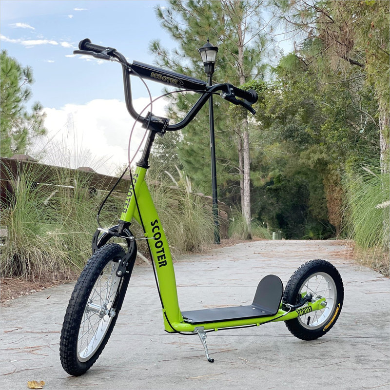Scooters réglables pour enfants, combinant acier vert, vert classique et 16 po avec 5 ans et plus