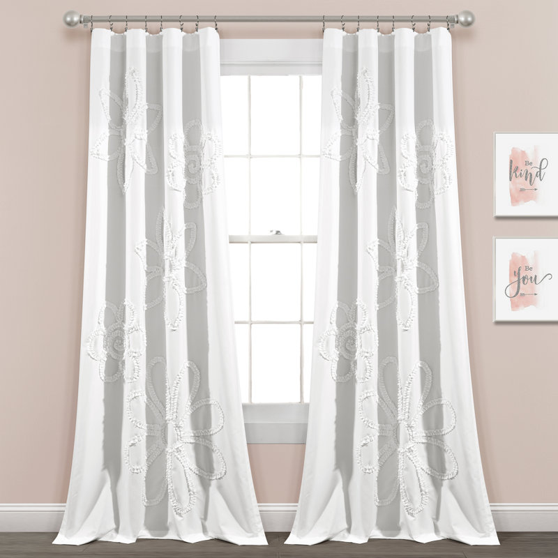 Paire de rideaux semi-transparents avec passe-tringle Ruffle