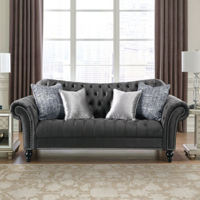 Kaludka 96.5'' Velvet Rolled Arm Sofa -  Rosdorf Park, 04CD8C19CE1C4C5ABA3701ECFF7F41D1