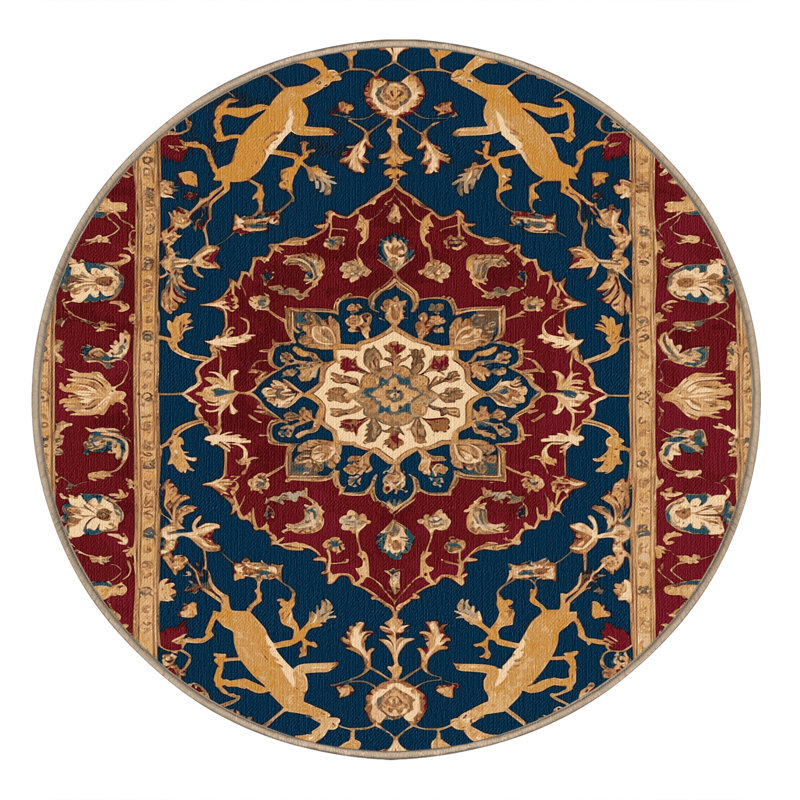 Tapis brun lavable à la machine, Rond 5 pi