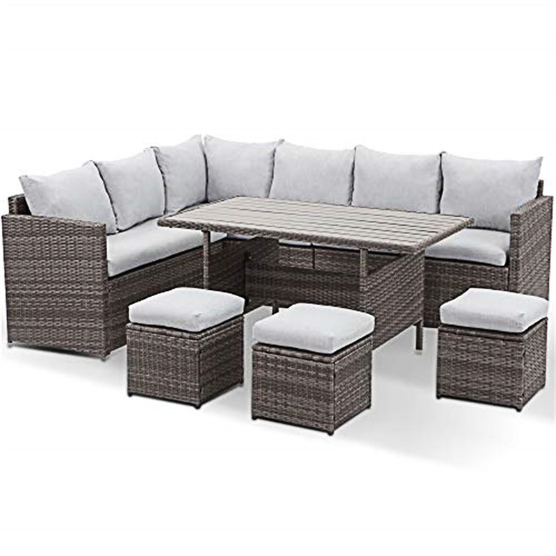 Ensemble de canapé modulaire en osier 7 pièces 7 pièces, Gris
