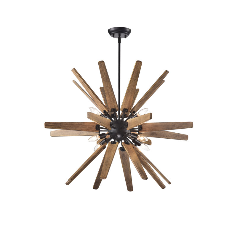 Rachael 8 - Light Sputnik Sphere Chandelier with Wrought Iron Accents, 24.8" H x 33.5" W x 33.5" D, 8