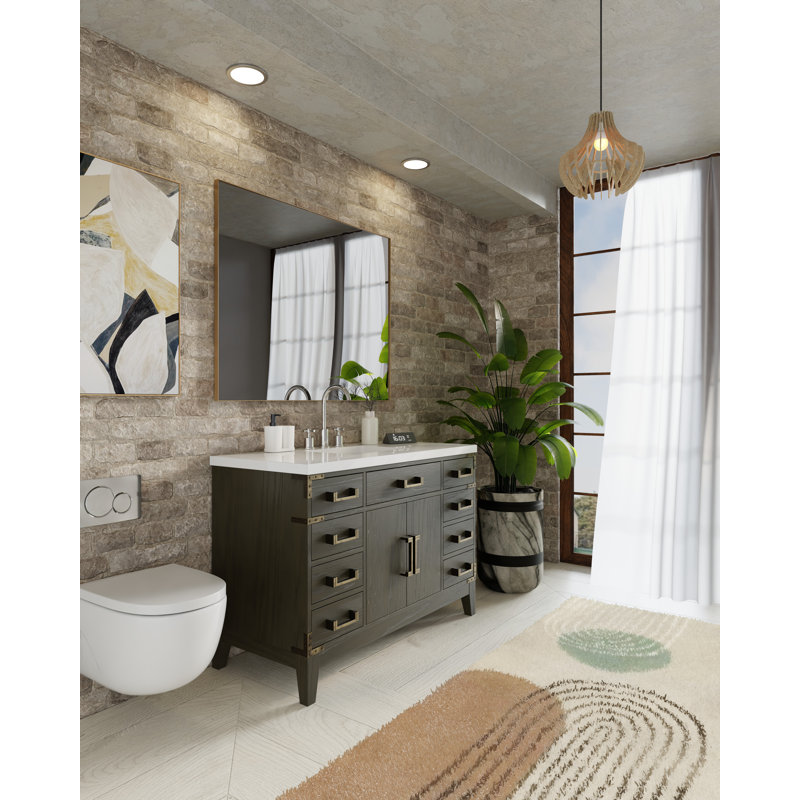 Meuble-lavabo simple l 48 po x P 22 po Laurel, Chêne brun