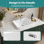 Lavabo encastré en céramique blanc brillant 17 po x 13 po, 3 trous, trop-plein, bords arrondis
