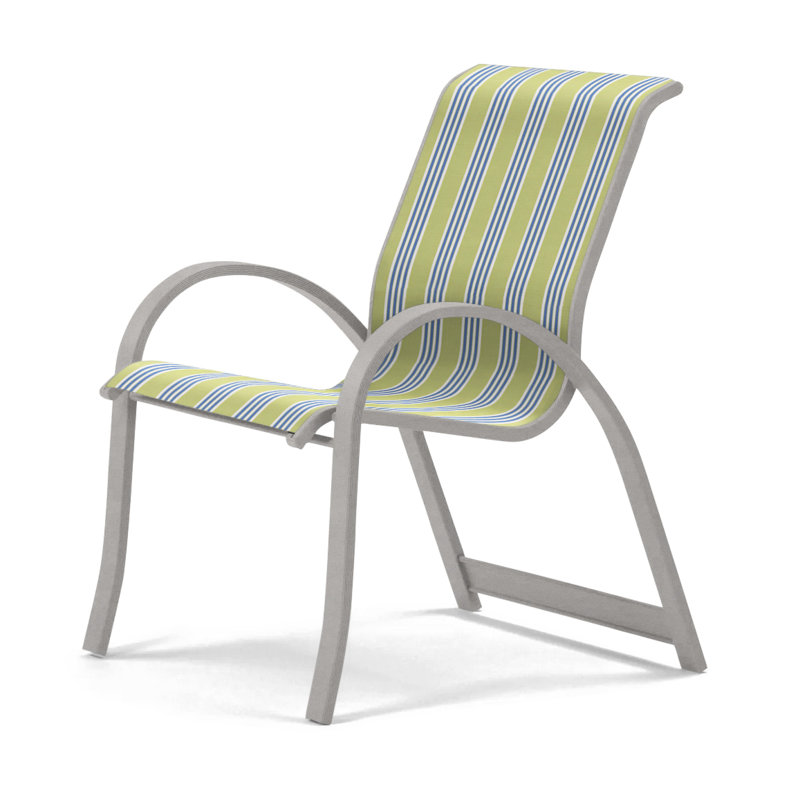 Aruba Stacking Patio Dining Armchair, Red 1D Sunbrella®, Warm Gray