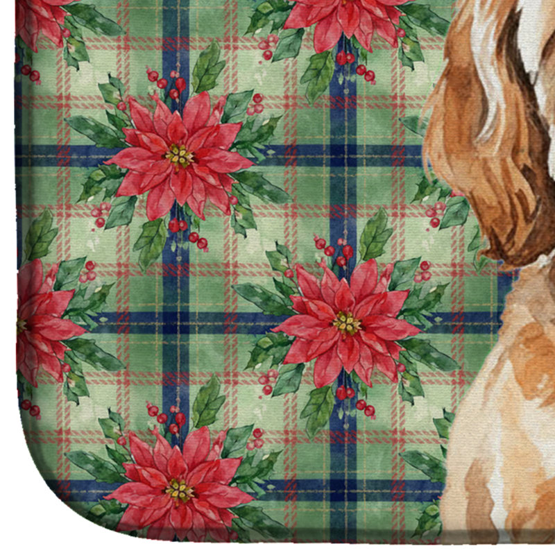 Cavapoo Christmas PoinsettIas Dish Drying Mat