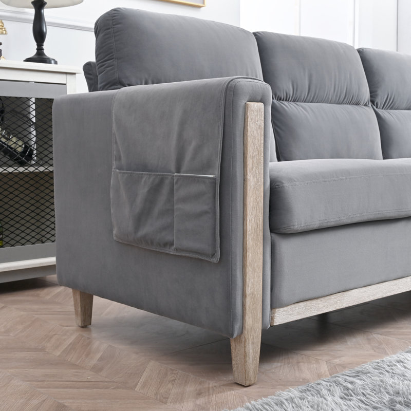 Canapé confortable en bois massif à trois places - Coussins moelleux, durables et durables, canapé de 79,5 po pour le salon