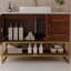 Meuble-lavabo moderne de 36 po avec lavabo vasque en céramique, armoire d'appoint dorée-387103190-387103191