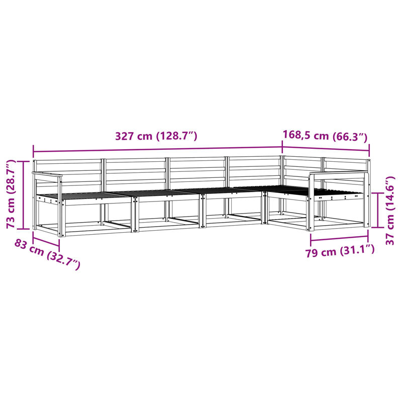 406cm Wide Patio Sectional Set, 5