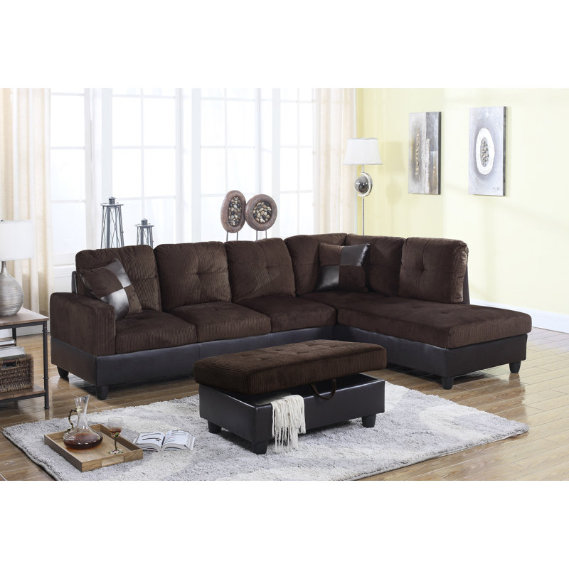 Balk Upholstered L-Shaped Sectional Right Hand Facing, Right Hand Facing, Midnight Gray Linen