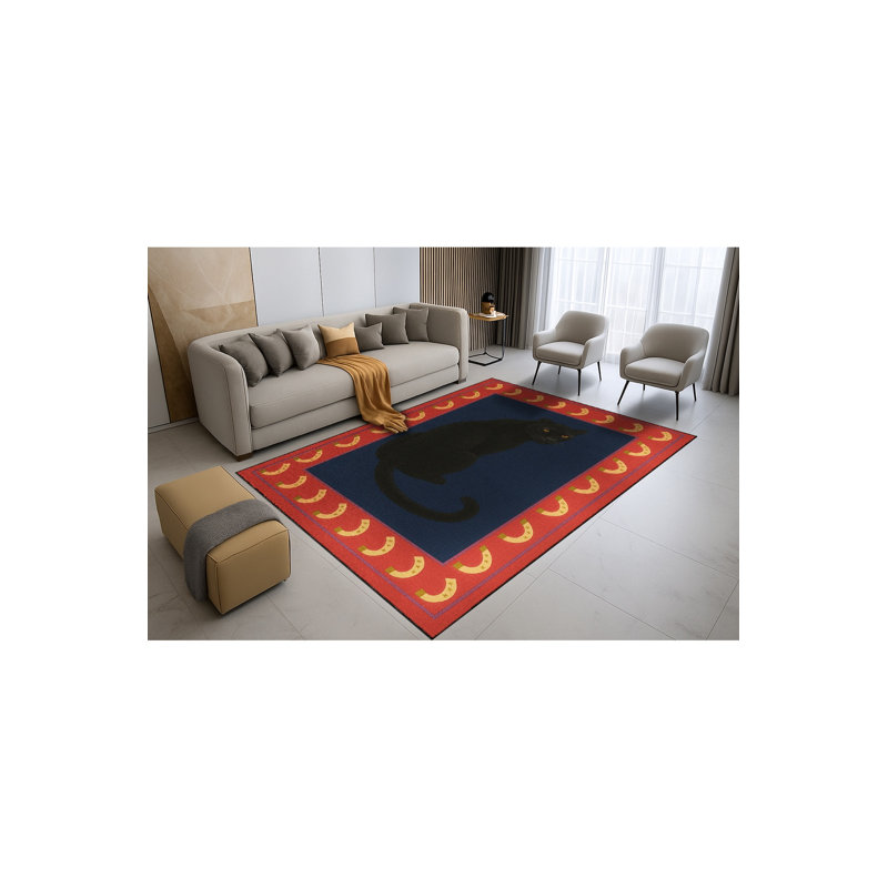 Tapis tissé à imprimé tigre noir Mosso, 4 pi 7 po x 6 pi 7 po