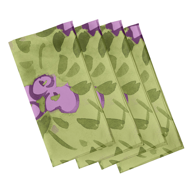 Lonston Polyester Floral Square Napkin, Purple
