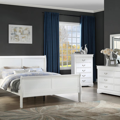 Lit en bois massif Louis Phillipe