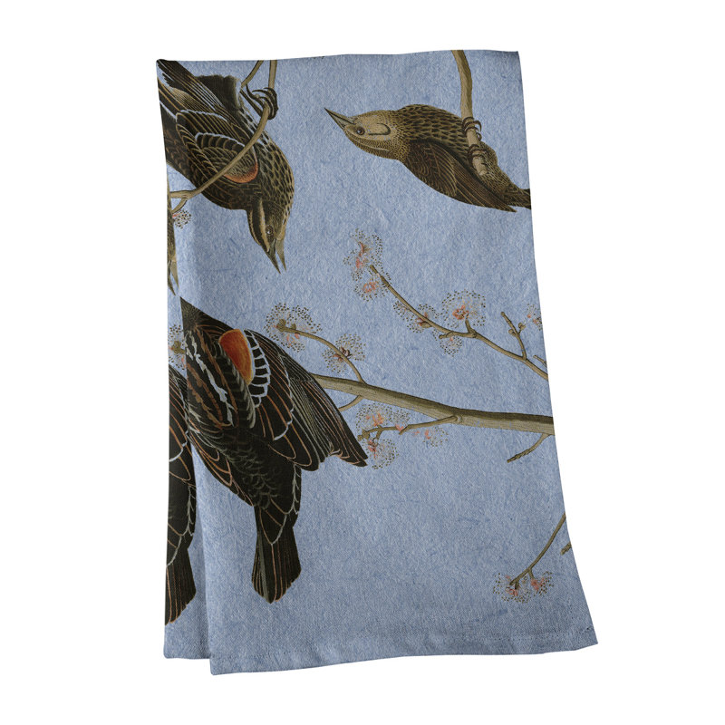 Serviette à thé à oreilles starling, Sergé de coton, Bleu