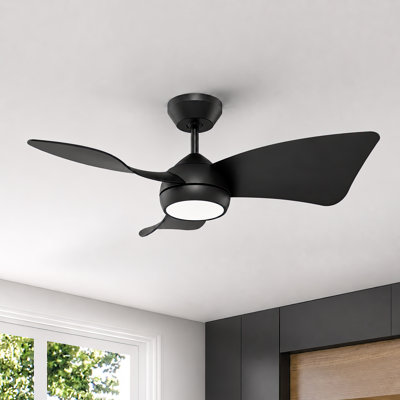 30" Ceiling Fan with Light & Remote for Small Rooms – Dimmable LED, Quiet DC Motor – Modern Black Ceiling Fan for Nursery, Small Bedroom & Kitchen