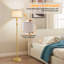 Lampes sur pied dorées à intensité variable pour le salon, ampoule à DEL de 11 W incluse, lampe sur pied avec marbre, grand lampadaire avec abat-jour en lin blanc pour chambre à coucher