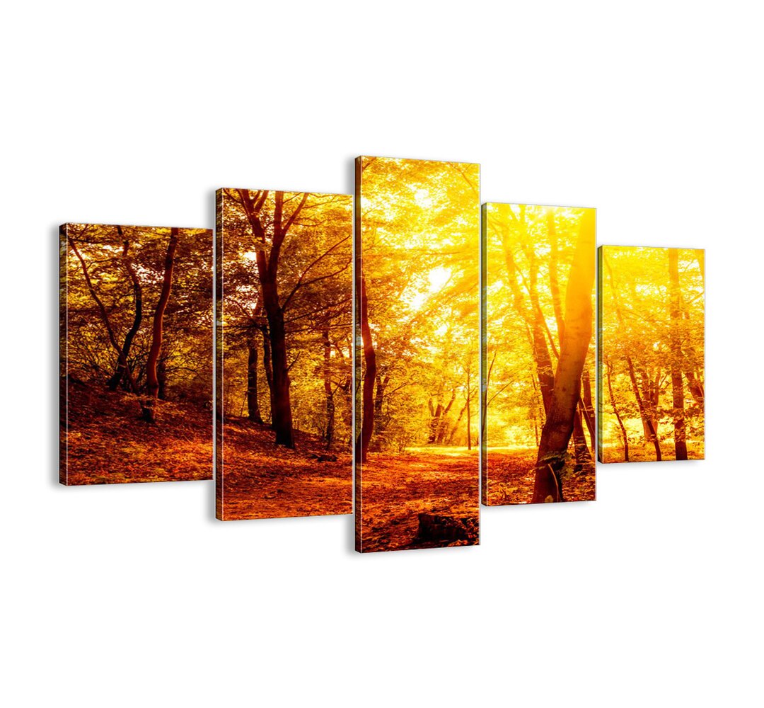 5-tlg. Leinwandbilder-Set - Grafikdruck „Towards a Golden Glade”