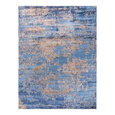 One-of-a-Kind Rectangle 9'2" X 12'1" New Age Silk Area Rug Blue