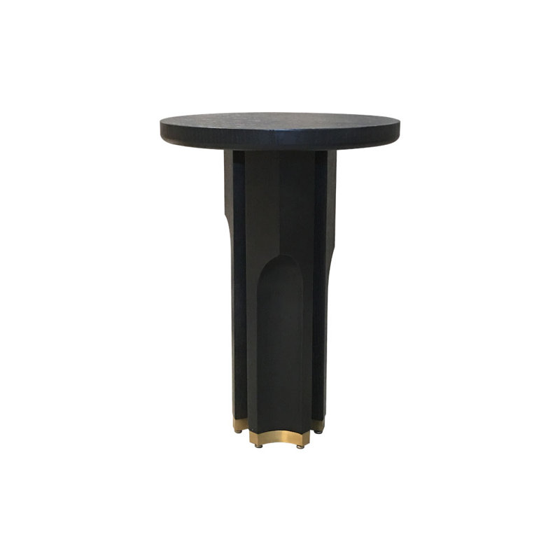 Alheide Pedestal End Table, Dark Grey/Gold