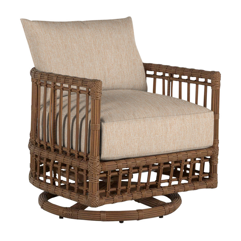 Newport Swivel Patio Chair with Cushions, No Welt, Canvas Sand