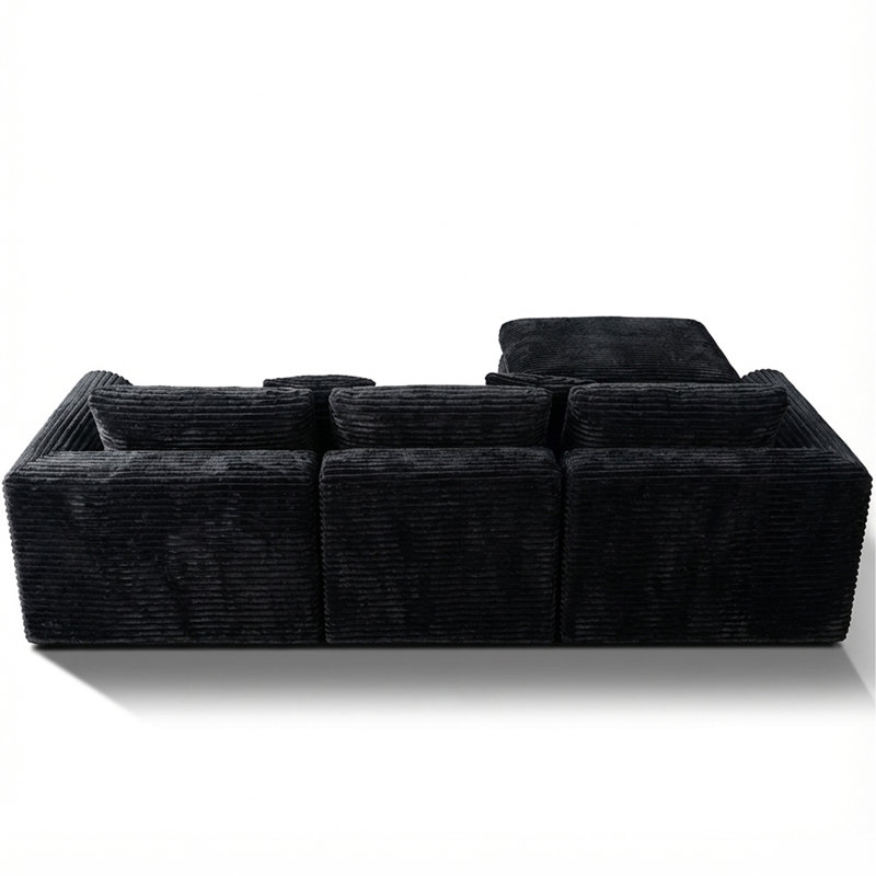 Canapé en éponge désossée à haute résilience de 108 pouces avec densité 30, coussins à double couche en forme de nuage, plusieurs options de combinaison, aucune installation requise / noir