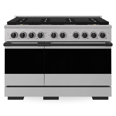 ZLINE Autograph 48 in. Marino Dual Fuel Range with 8 Burner DuoPro Cooktop and Black Accents