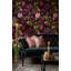 Papier peint mauve à motif floral rétro