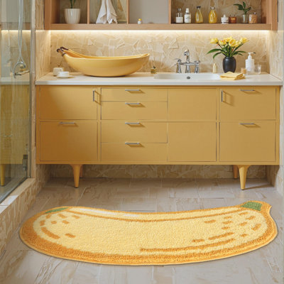 Cute Bathroom Rugs, Funny Fruit Runner Rug, Soft Plush Fluffy Bath Mat, Absorbent, Non-Slip, (24"X51"/Banana)