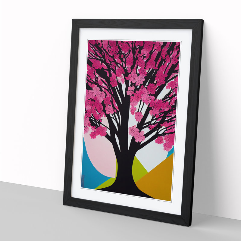 Cherry Blossom Tree Pop - Single Picture Frame Print, Black Framed, 34cm H x 25cm W
