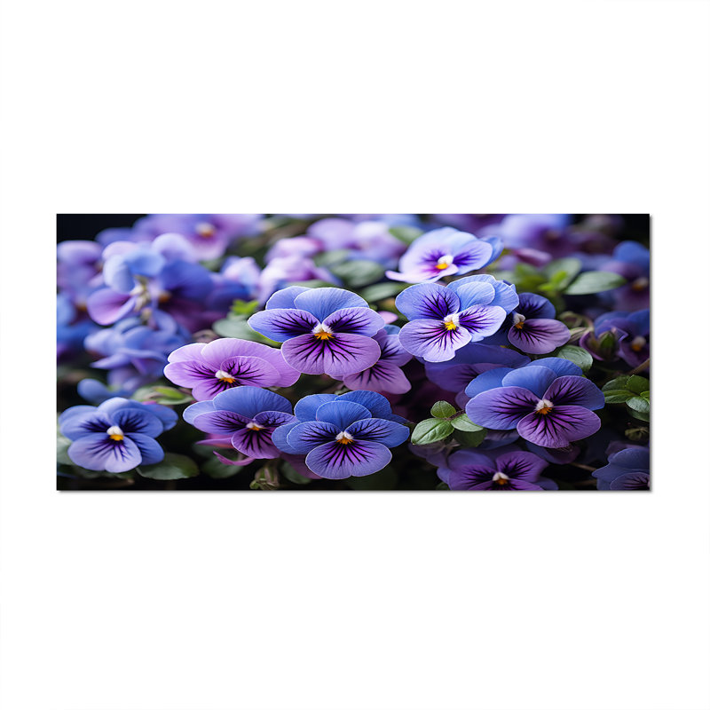 «Purple Pansies Field Vibrant» sur toile, Toile tendue, H 28 po x l 60 po x P 1,5 po