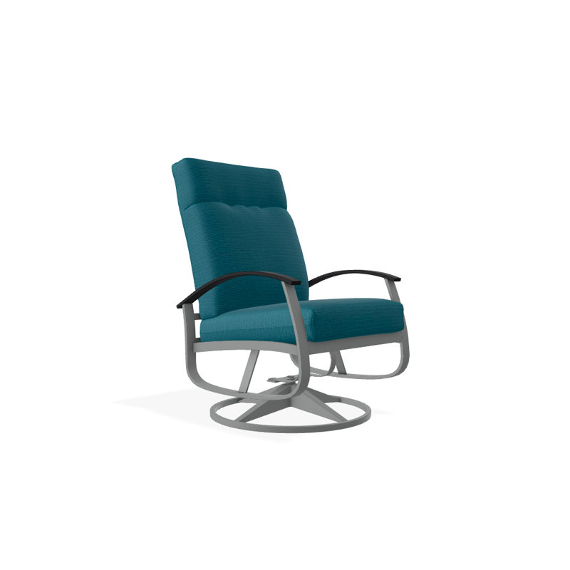 Chaise de patio pivotante avec coussins Askar, Tissage uni palette paon Sunbrella®, Noir P70, Graphite texturé