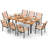 9 Pcs Patio Dining Table Chair Set, 79 In. L Dining Table With Umbrella Hole