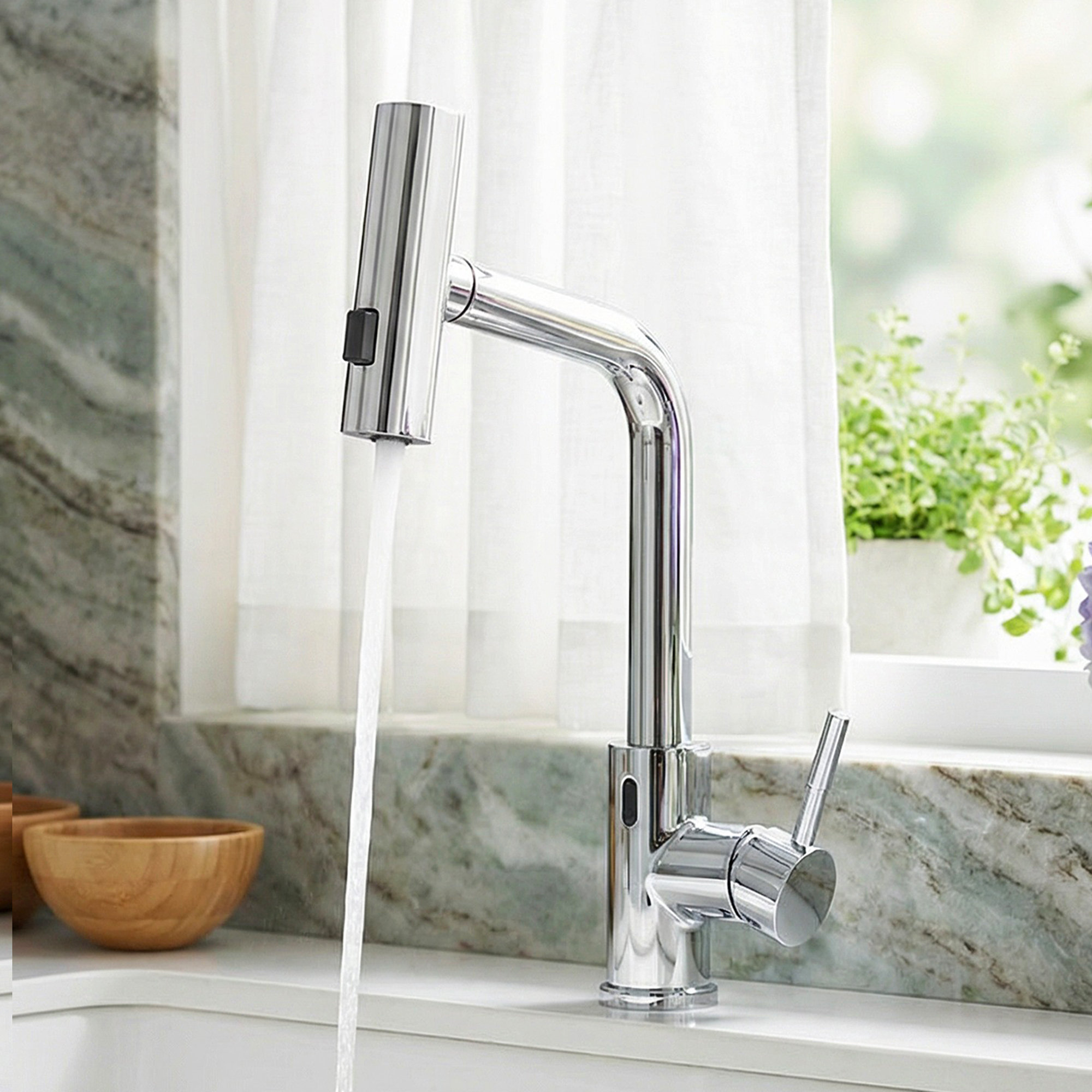 SUNRINX Touchless Kitchen Faucet With Motion Sensor And Pull-Down ...