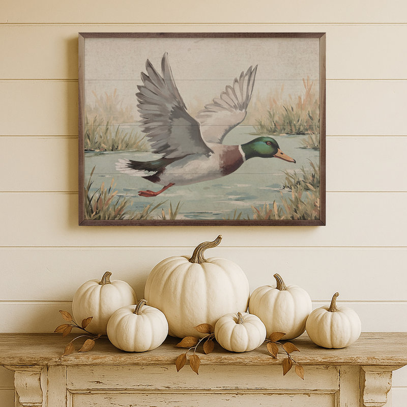 Duck Over Pond, 8" H x 10" W