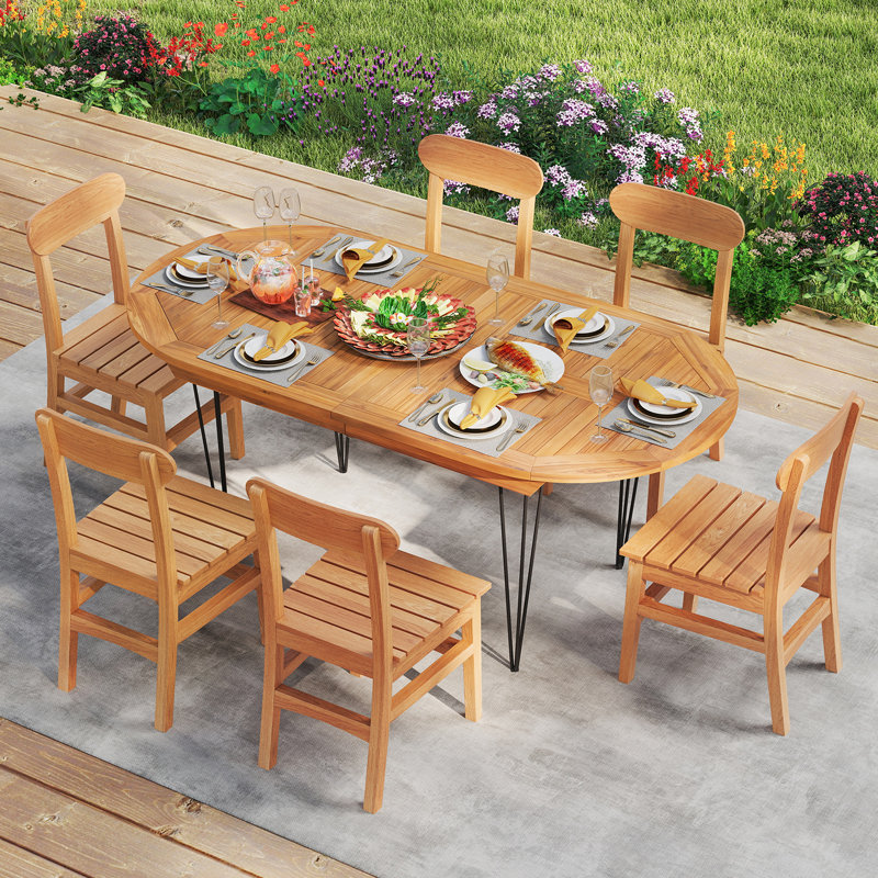 Grande table de salle à manger 71 "pour terrasse 71" avec table en bois de teck