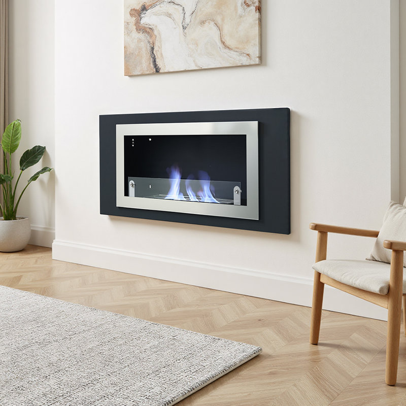 Metro Lane 114.5cm W Black Electric Fireplace