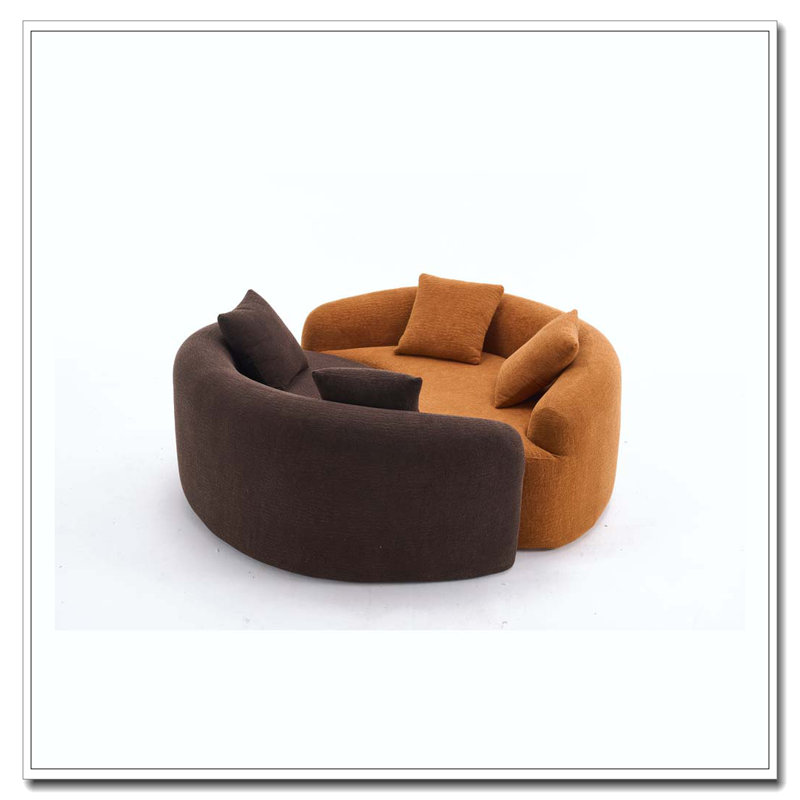 Canapé modulaire courbé en chenille, Brun