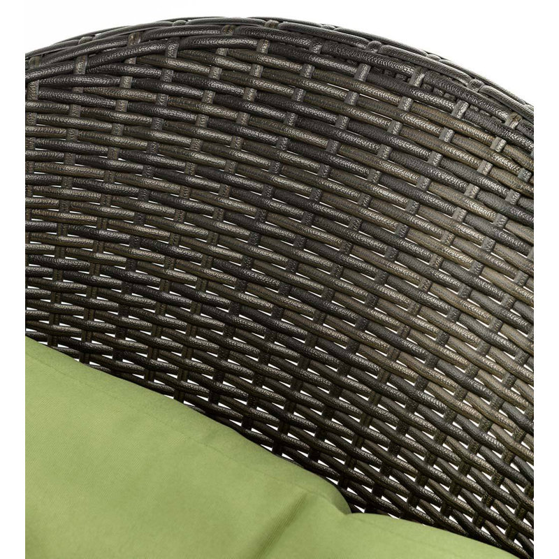 2-Person Wicker Patio Set with Light Green Cushions