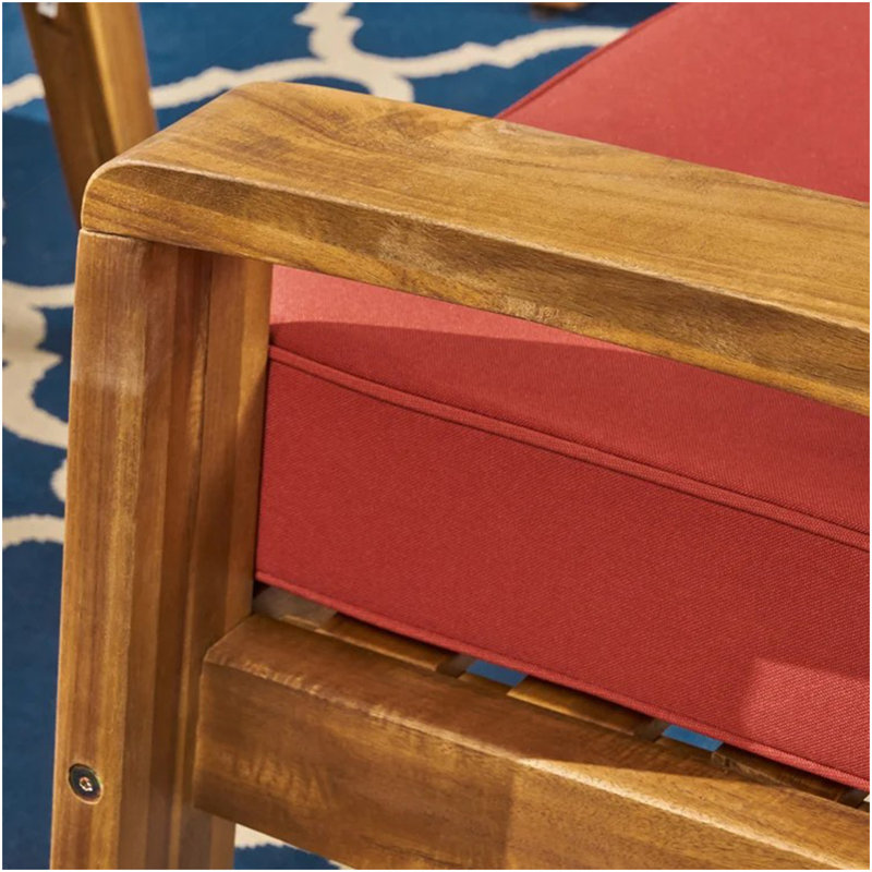 Fauteuil club simple Grenada, Rouge, Naturel