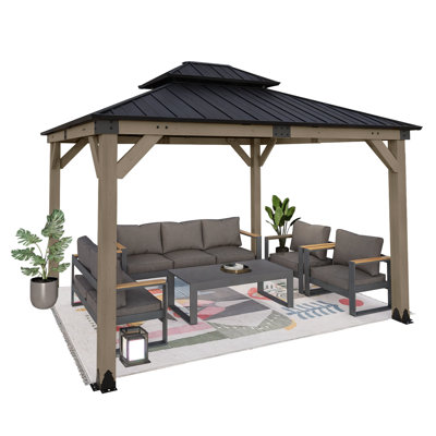 Pavillon de jardin en bois massif Aoodor